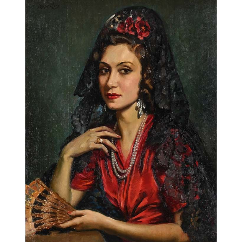 Inline Image - Lot 214: George Owen Wynne Apperley (British 1884-1960), 'Magda', Oil on canvas | Est. £700-1,000 (+ fees)
