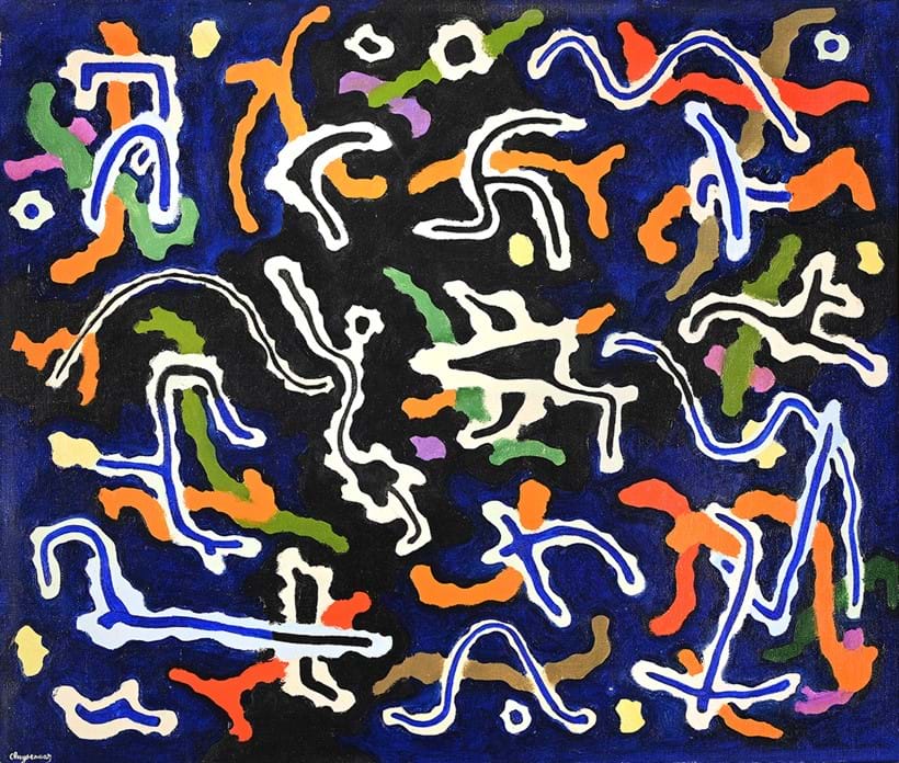 Inline Image - Lot 121: John Cluysenaar (Belgian 1899-1986), 'Composition Abstraite', Oil on canvas | Est. £300-500 (+ fees)