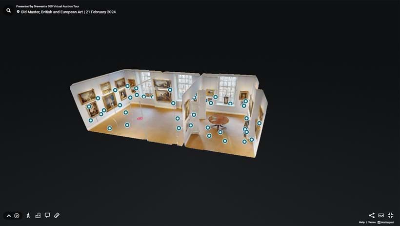 Inline Image - The "Dollshouse View" of Dreweatts London. You can click on the "View Dollshouse", "View Floor Plan" icon to navigate to the room you want to view.