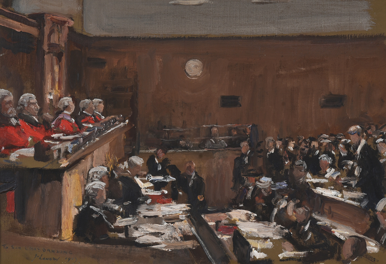 Original Sketch for 'The Hearing of the Appeal of Sir Roger Casement' by Sir John Lavery (Irish 1856-1941)