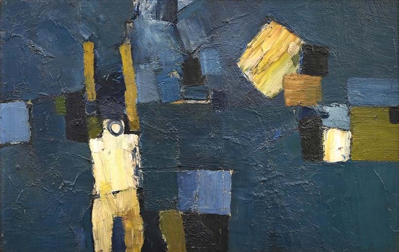 Inline Image - Lot 104: λ Keith Vaughan (British 1912-1977), 'Blue Landscape with Figure', Oil on board | Est. £18,000-25,000 (+ fees)