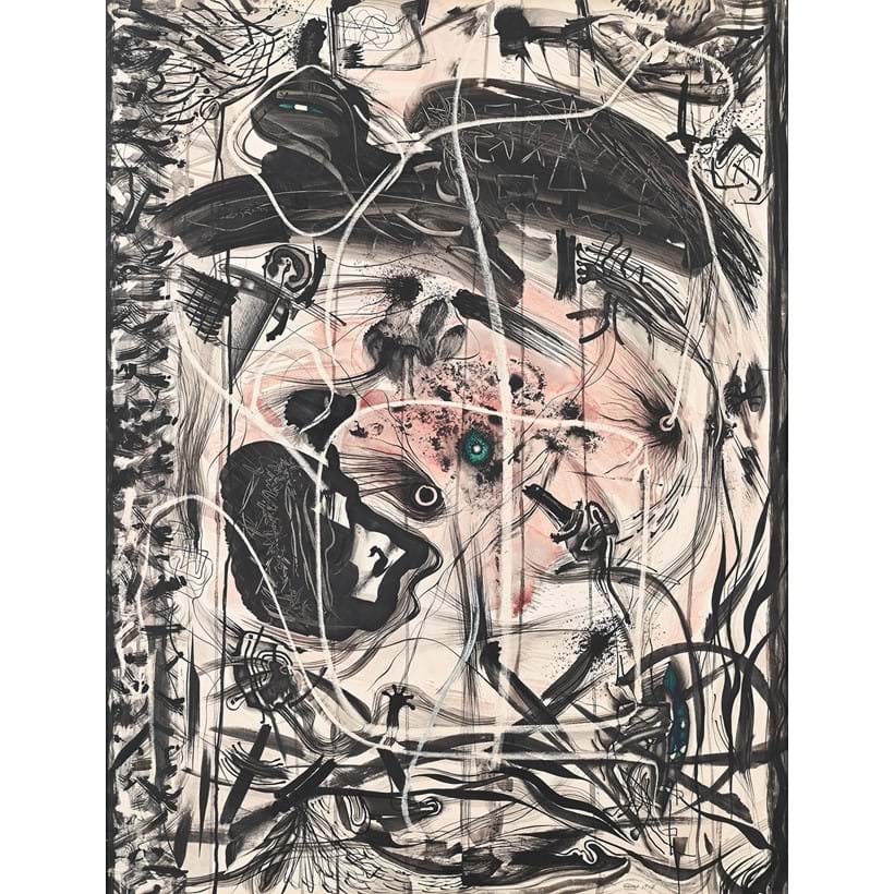 Inline Image - Lot 160: Alfonso Ossorio (Filipino/American 1916-1990), 'Unlikely Clutch', Ink, wax, watercolour and wash | Sold for £50,200