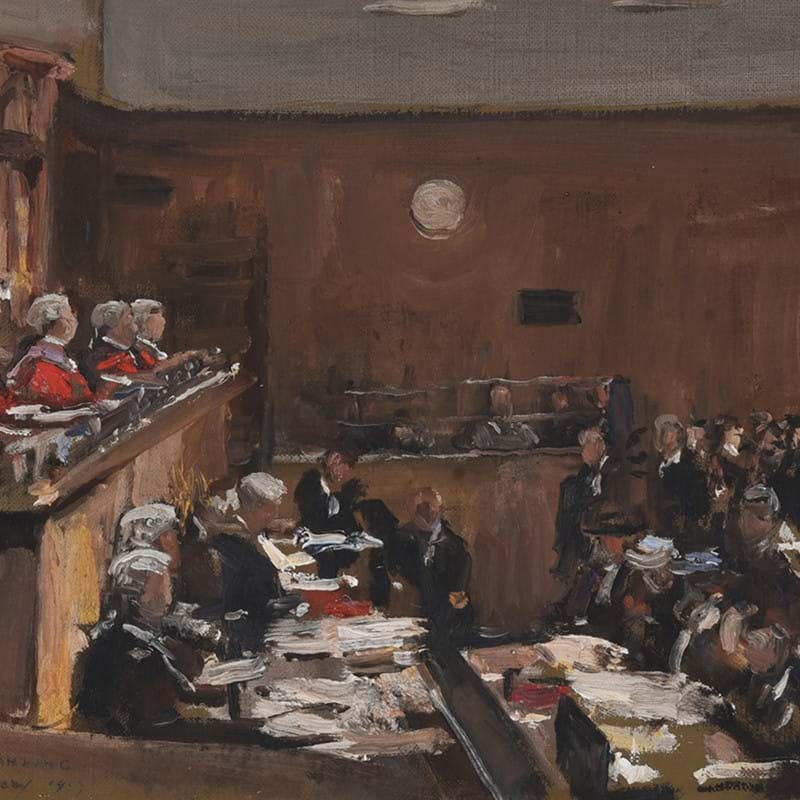 Original sketch for 'The Hearing of the Appeal of Sir Roger Casement' sells for £155,200 | Modern and Contemporary Art Auction Results | 13 March 2024