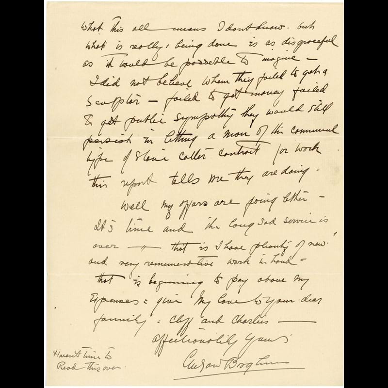 Autograph letter signed ('Gutzon Borglum') addressed to collaborator Jesse Gove Tucker, discussing Borglum's work at Mount Rushmore 
