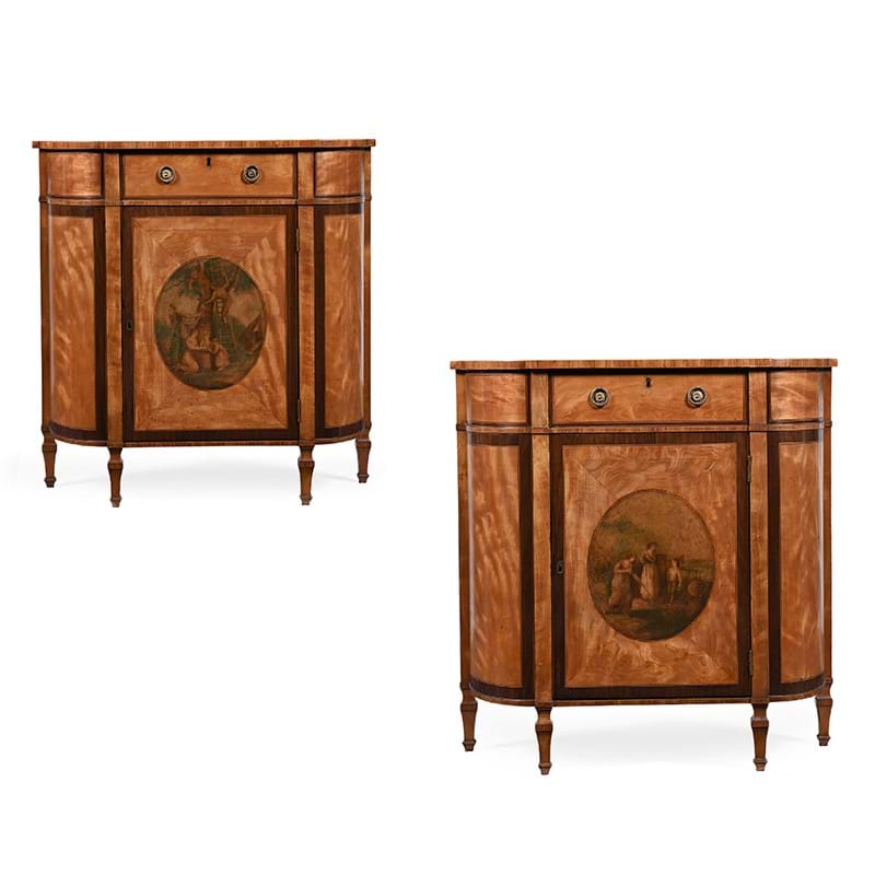 Y A fine and rare pair of George III satinwood commodes, probably by Seddon, Sons & Shackleton, circa 1790