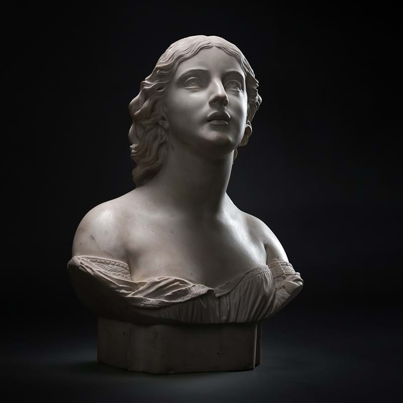 Amelia Robertson Paton (Scottish, 1821-1904) a marble bust of a young woman, dated 1860