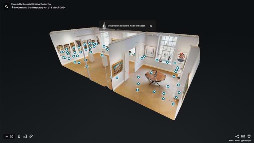 Inline Image - The "Dollshouse View" of Dreweatts London. You can click on the "View Dollshouse", "View Floor Plan" icon to navigate to the room you want to view.