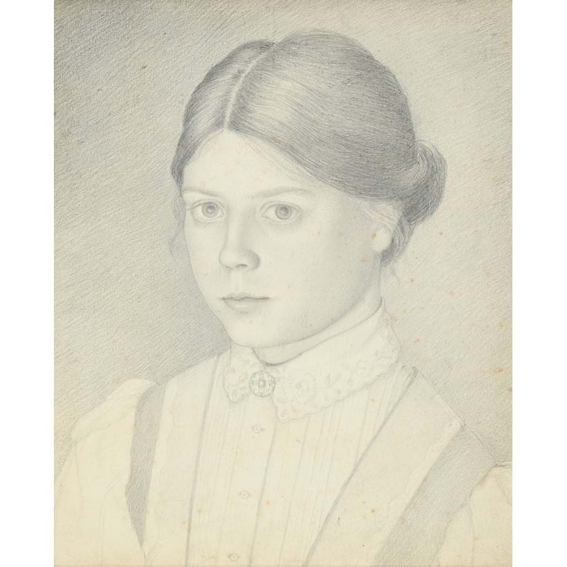 Inline Image - Lot 1: Marion Richardson (British 1892-1946), 'Self-Portrait, Aged 17', Pencil  Est. £300-500 (+ fees)