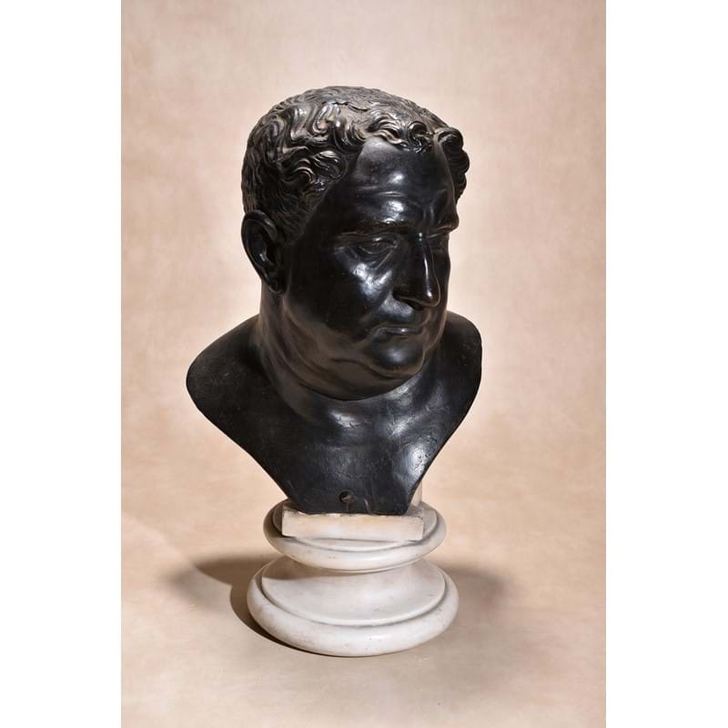 A patinated bronze bust of the Emperor Vitellius, probably 17th century and later mounted 