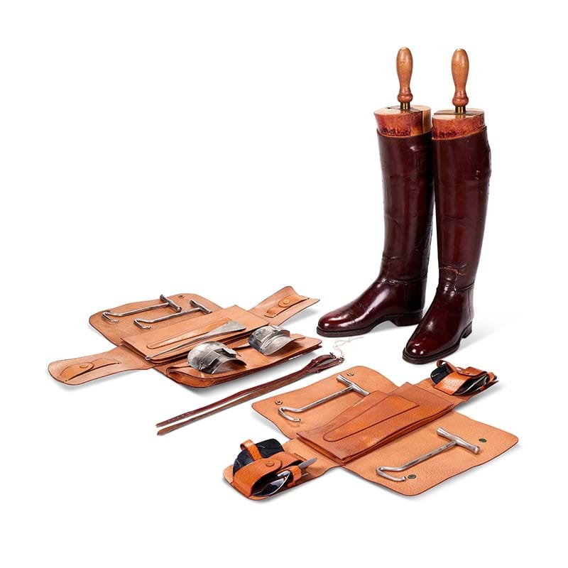 A pair of Princess Margaret's brown leather riding boots, by Maxwell of London, 20th century