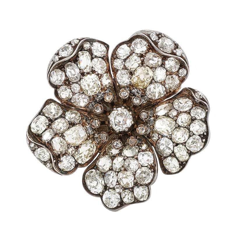 Inline Image - Lot 64: A late Victorian diamond set dog rose brooch circa 1890 | sold for £4,790
