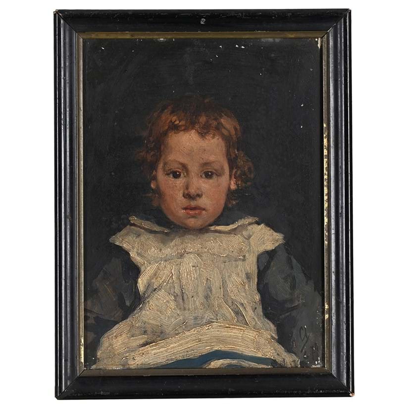 Inline Image - Lot 91: Alfred Cluysenaar (Belgian 1837-1902), 'Study of André Edmond Alfred Cluysenaar, age two', oil on panel | Est. £80-120 (+ fees)