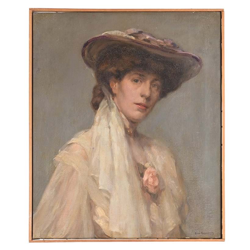 Inline Image - Lot 93: André Edmond Alfred Cluysenaar (Belgian 1872-1939), 'Portrait of Alice Gordon Thrieve, the artist's wife', oil on canvas | Est. £500-700 (+ fees)