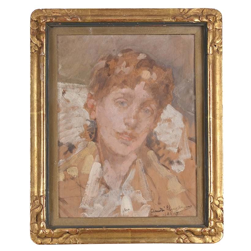 Inline Image - Lot 94: André Edmond Alfred Cluysenaar (Belgian 1872-1939), 'Portrait of John Cluysenaar', Oil and pencil on panel, | Est. £200-400 (+ fees)