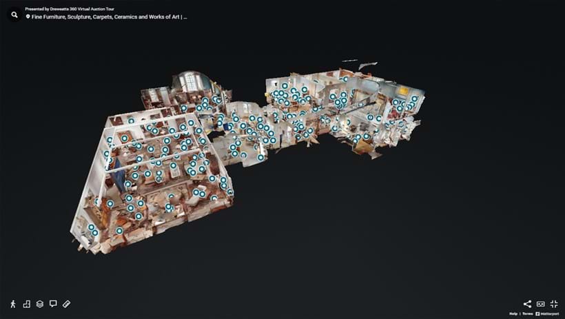 Inline Image - The "Dollshouse View" of Donnington Priory. You can click on the "View Dollshouse", "View Floor Plan" or "Floor Selector" icon to navigate to the room you want to view.