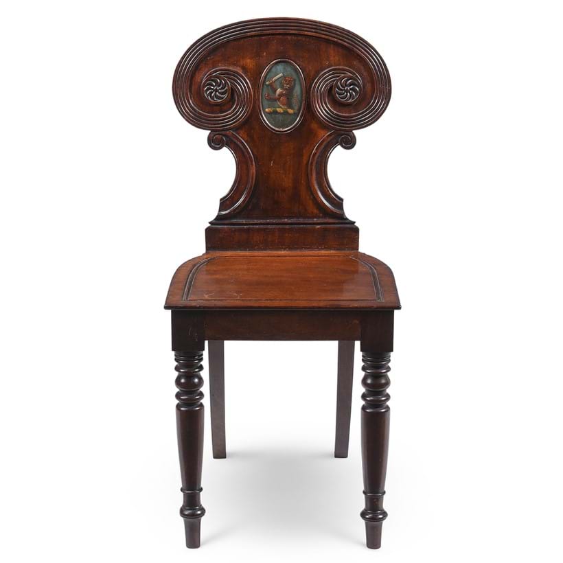 Inline Image - Lot 302: An early Victorian mahogany hall chair, in the manner of Gillows, circa 1840 | Est. £400-600 (+ fees)