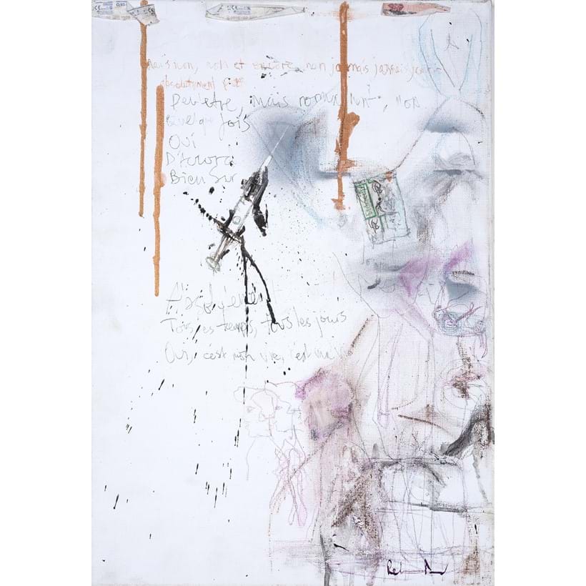 Inline Image - Lot 13: Peter Doherty (b.1979), 'Oui D'Accord Bien Sur', Mixed media on canvas, circa 2011 | Est. £1,000-2,000 (+ fees)