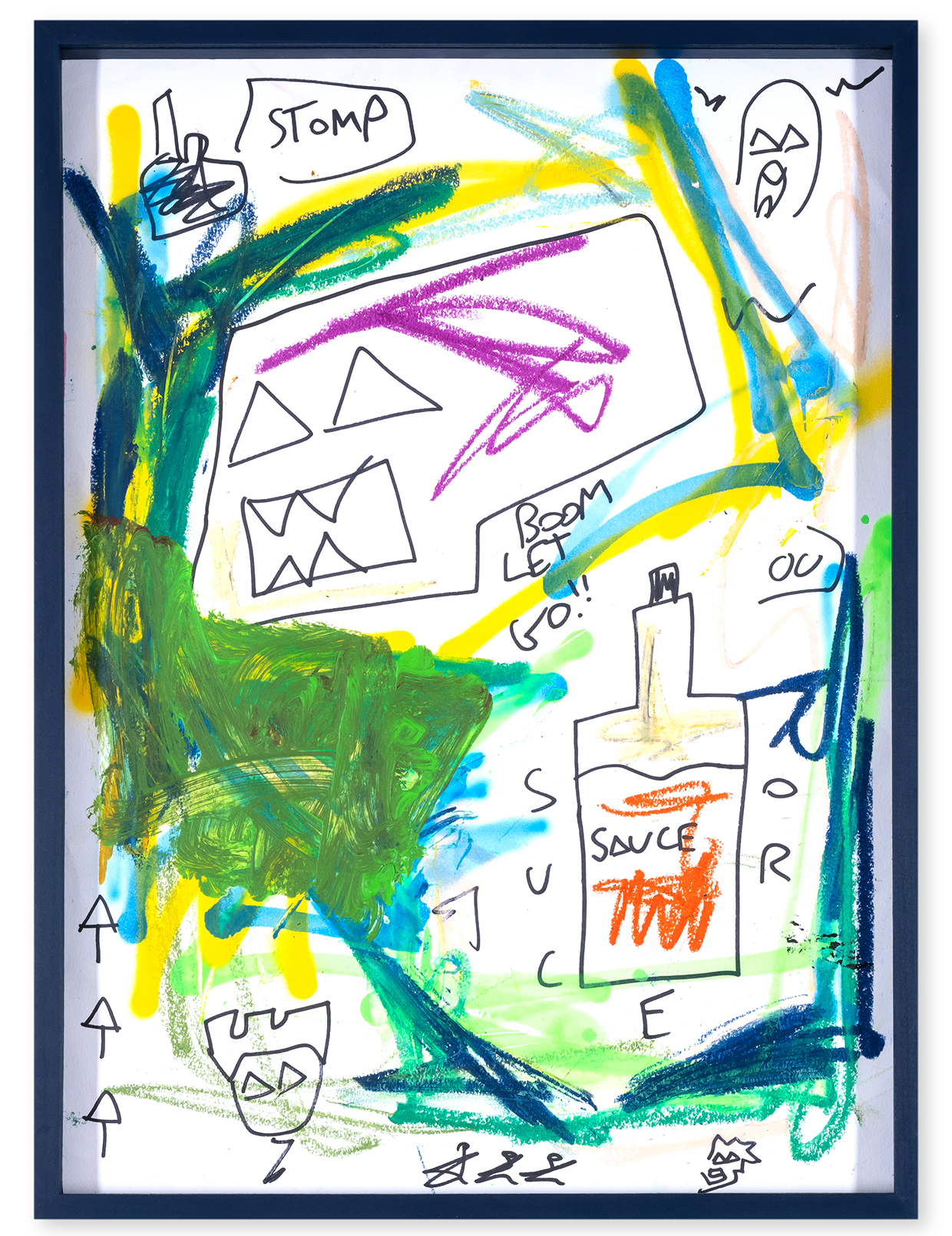 Inline Image - Shem (b.1984), 'Untitled', Acrylic, spray paint, black pen and oil pastel, 2023 | Est. £400-600 (+ fees)