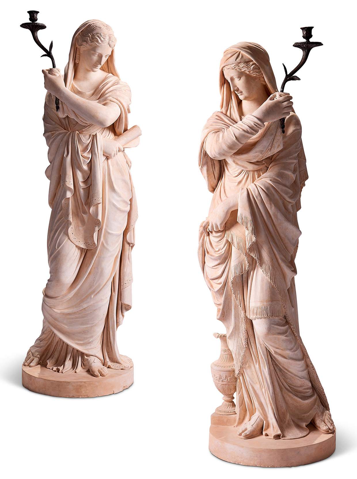 Inline Image - Lot 244: A rare pair of George III coade stone figural candelabra, by Eleanor Coade, Lambeth, late 18th century | Est. £20,000-30,000 (+ fees)