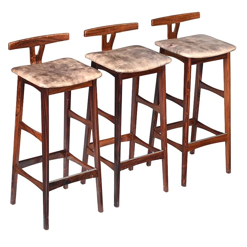 Y Erik Buch for Dyrlund, a set of three Danish Rosewood bar stools, circa 1960