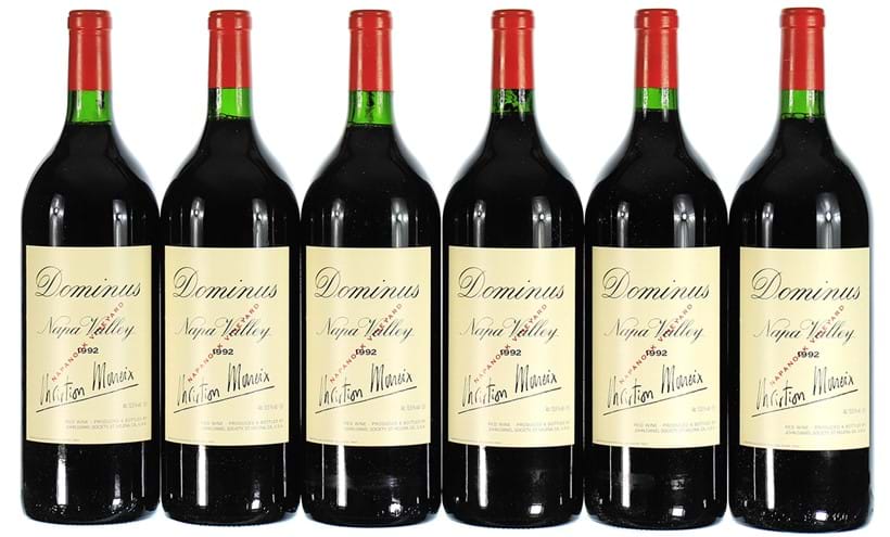 Inline Image - ß Lot 290: 1992 Dominus Estate, 6x150cl, Presented in it's original case Under bond | Est. £2,000-2,600 (+ fees)