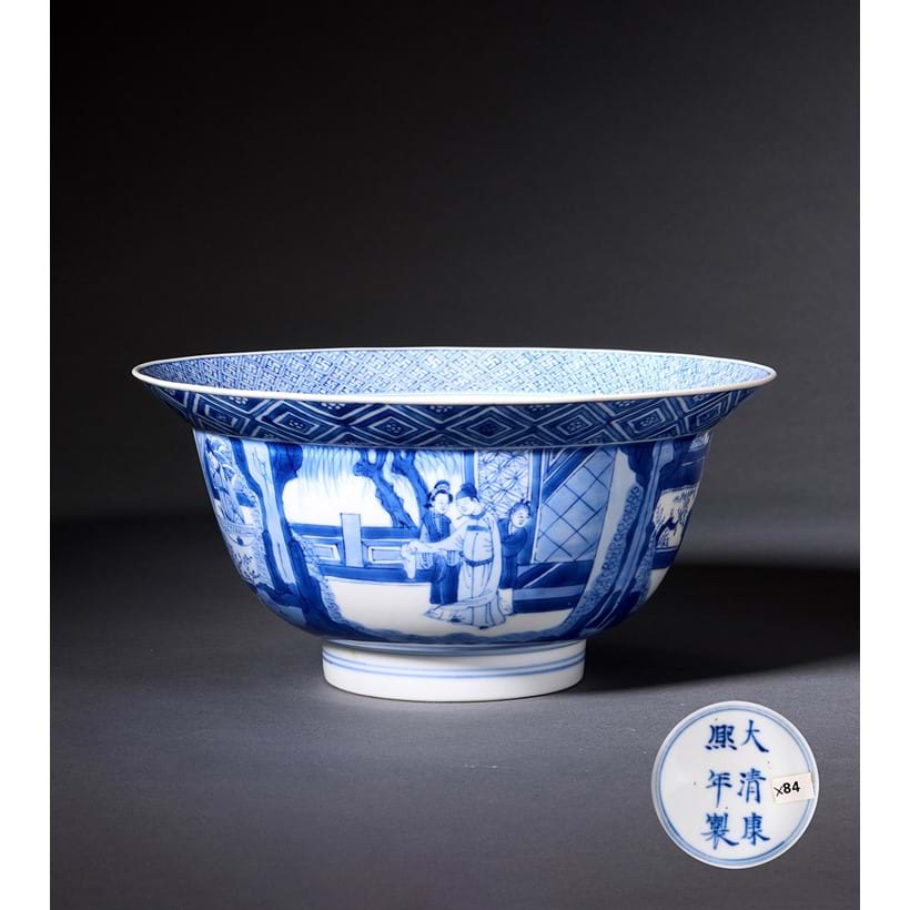 Inline Image - Lot 378: A Chinese blue and white deep circular bowl, Qing Dynasty, Kangxi six-character mark and of the period (1662-1722) | Est. £10,000-15,000 (+ fees)