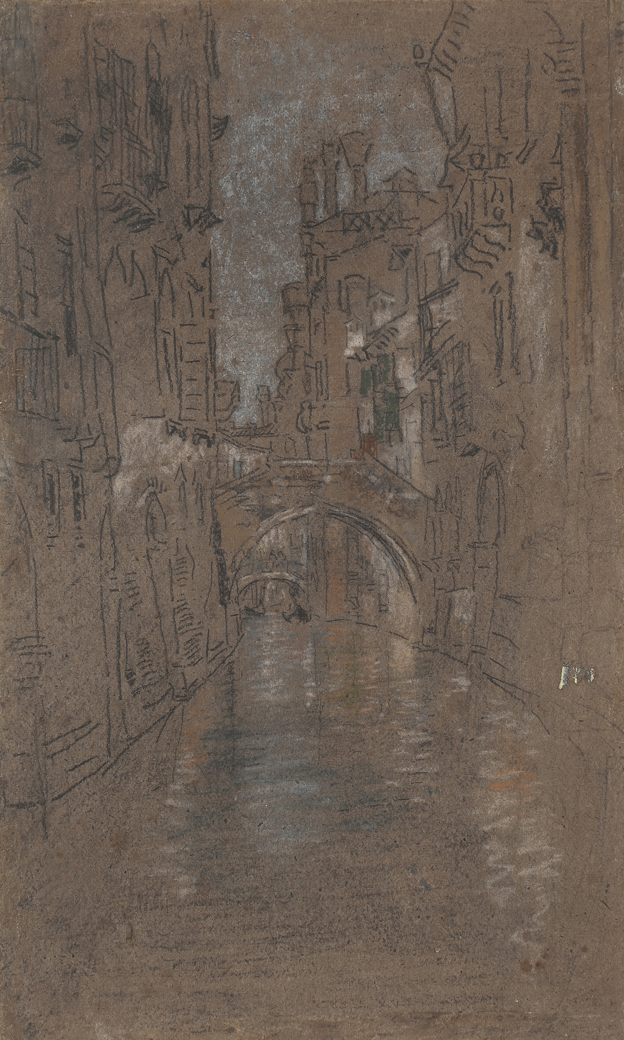 Inline Image - Lot 141: James Abbott Mcneill Whistler (American 1834- 1903), 'A Venetian Canal, (M. 0754)', Chalk and pastel on brown paper | Est. £40,000-60,000 (+ fees)