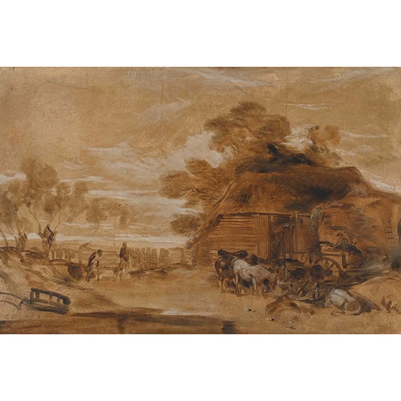 Joseph Mallord William Turner, R.A. (British 1775-1851), The Straw Yard, Oil on paper