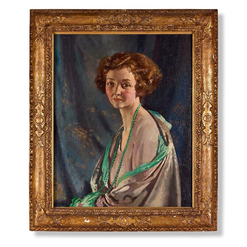 Sir William Orpen (British 1878-1931), Portrait Of Mrs. Arthur Gibbs With A Jade Necklace, Oil on canvas