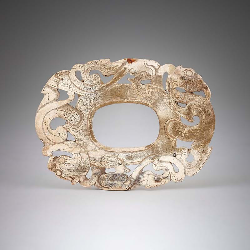 A Chinese Calicified 'Chicken Bone' Jade Plaque, Warring States-Han Period (475 Bc-220 Ad)