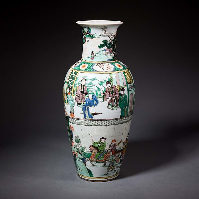 A Chinese Large Famille Verte 'Birthday Celebration' Vase, Kangxi Period (1662-1722)