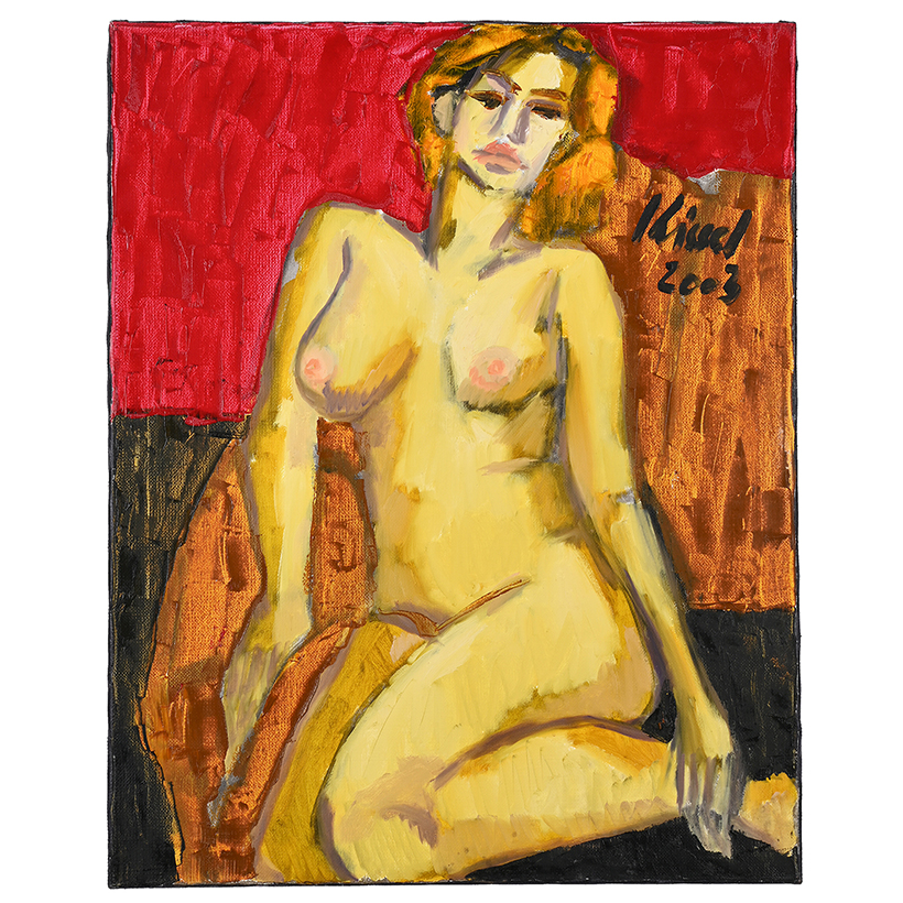 Inline Image - Lot 131: λ Gernot Kissel (German 1939-2008), 'Seated Nude', Oil on canvas | Est. £1,000-1,500 (+ fees)