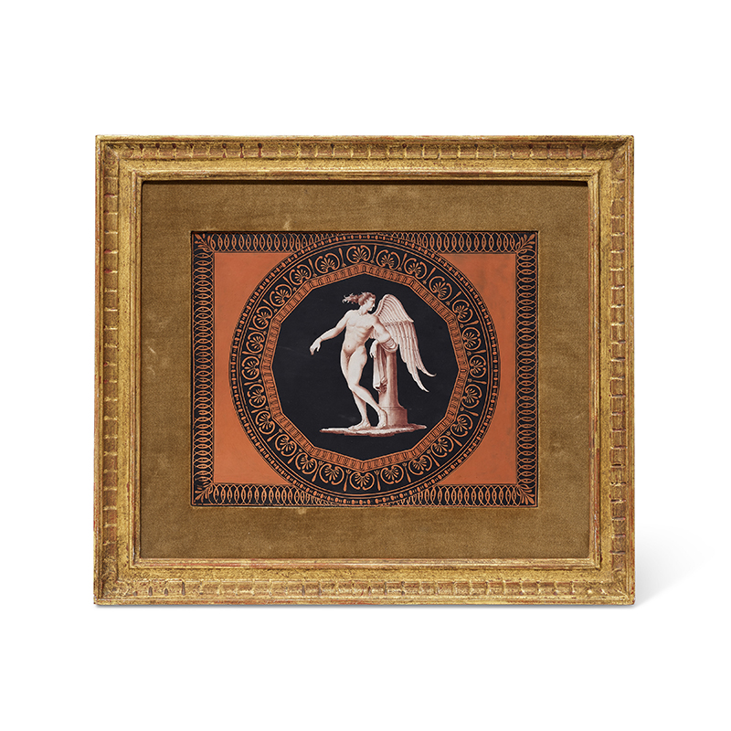 A Wedgwood black basalt encaustic-decorated rectangular plaque, late 18th century