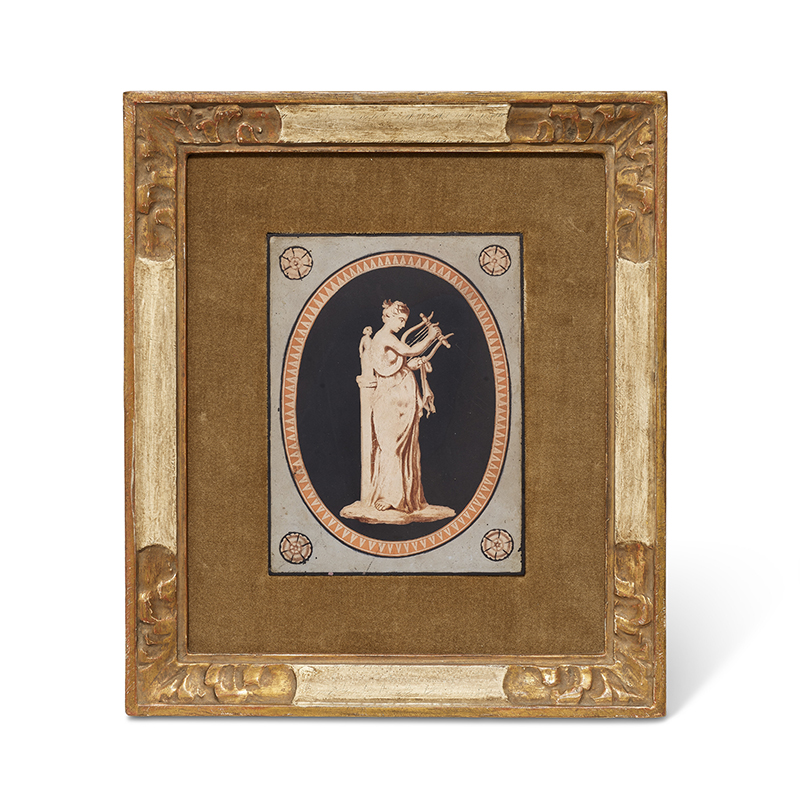 A Staffordshire ceramic black encaustic-decorated rectangular plaque, probably late 18th century