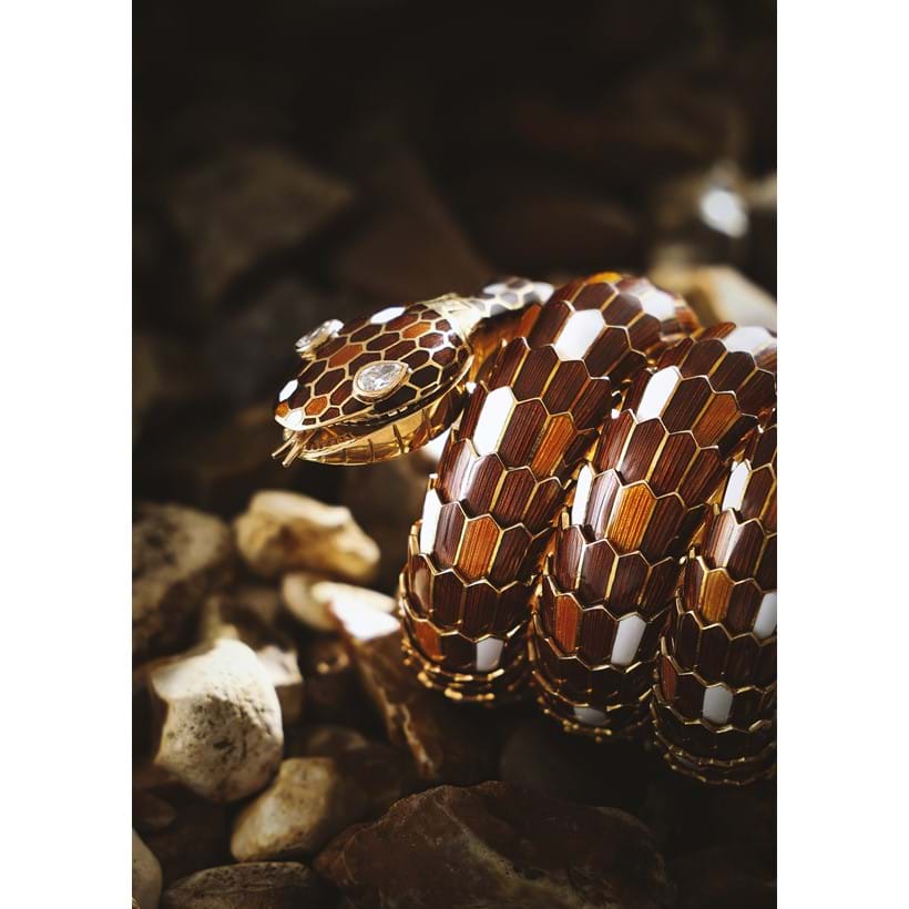 Inline Image - Lot 136: Bulgari, an enamel and diamond 'Serpenti' bracelet watch, circa 1965 | Est. £60,000-80,000 (+ fees)