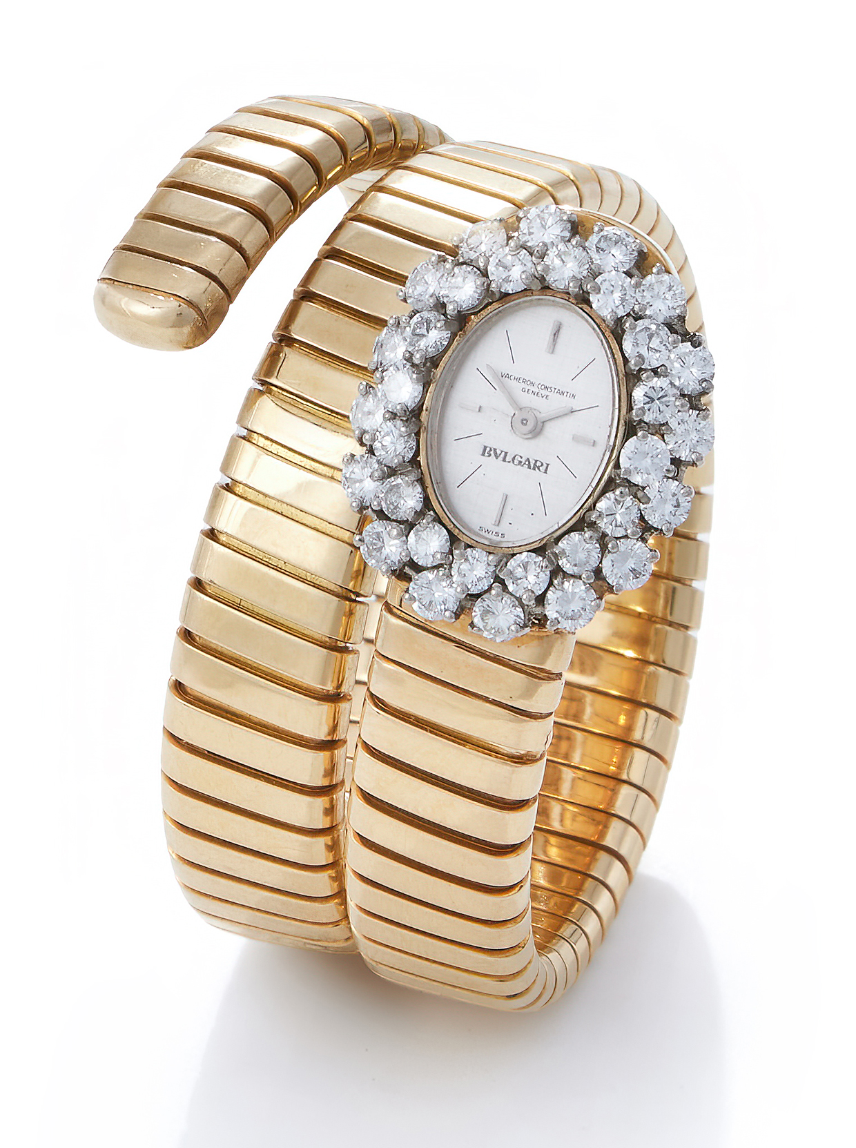 Inline Image - Lot 134: Bulgari and Vacheron Constantin, a diamond set 'Tubogas Serpenti' bracelet watch, circa 1970s | Est. £8,000-12,000 (+fees)
