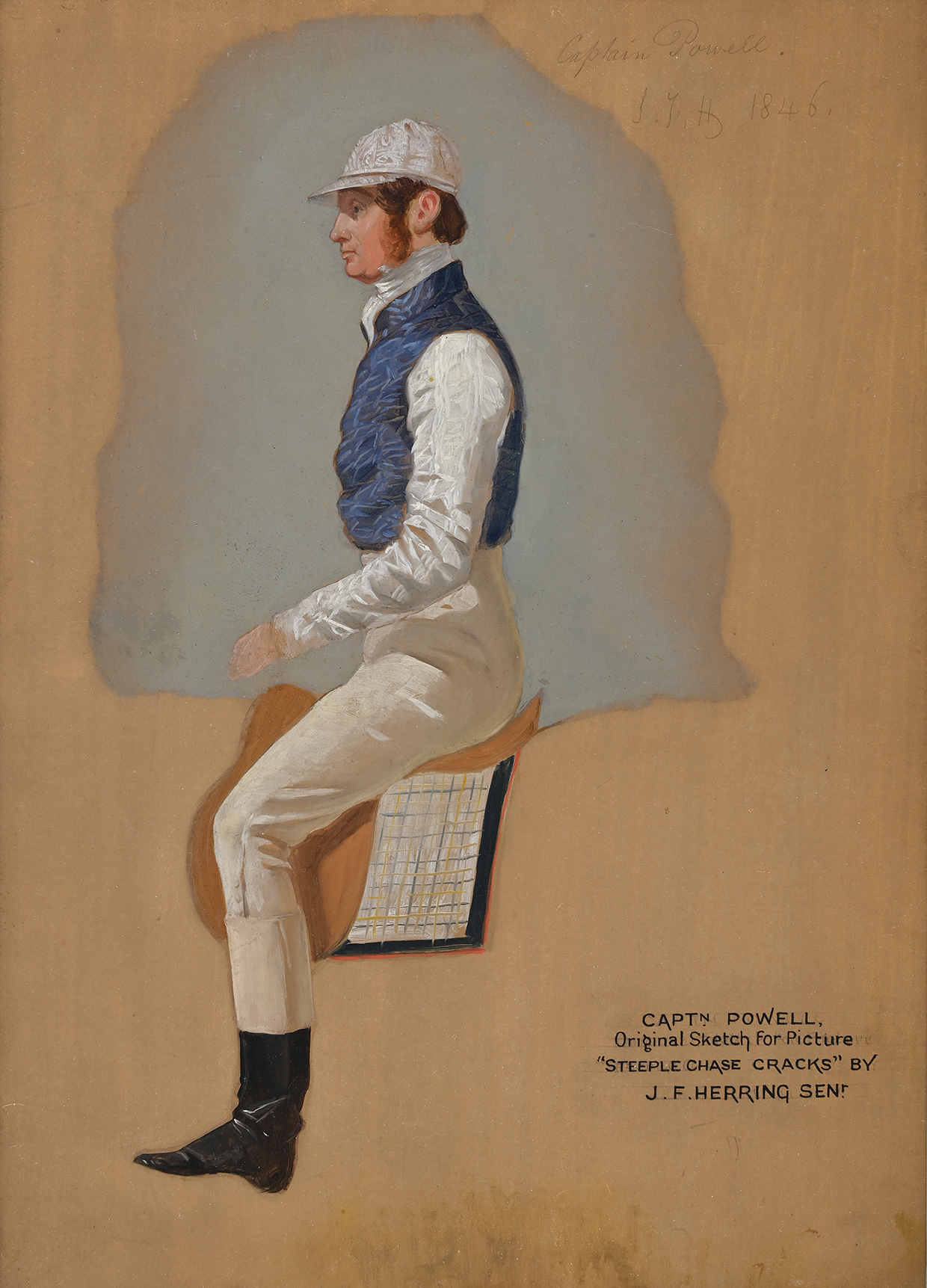 Inline Image - Lot 227: John Frederick Herring Senior (British 1795-1865), 'The Study of Captain Powell, for Steeplechase Cracks', Oil on panel | Est. £7,000-10,000 (+ fees)