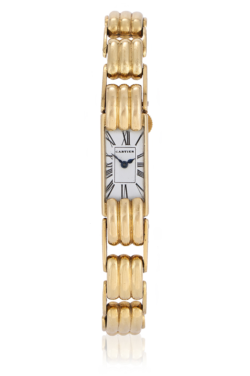 Inline Image - Lot 140: Cartier a gold bracelet watch, no. 22873 32477 | Sold for £5,040