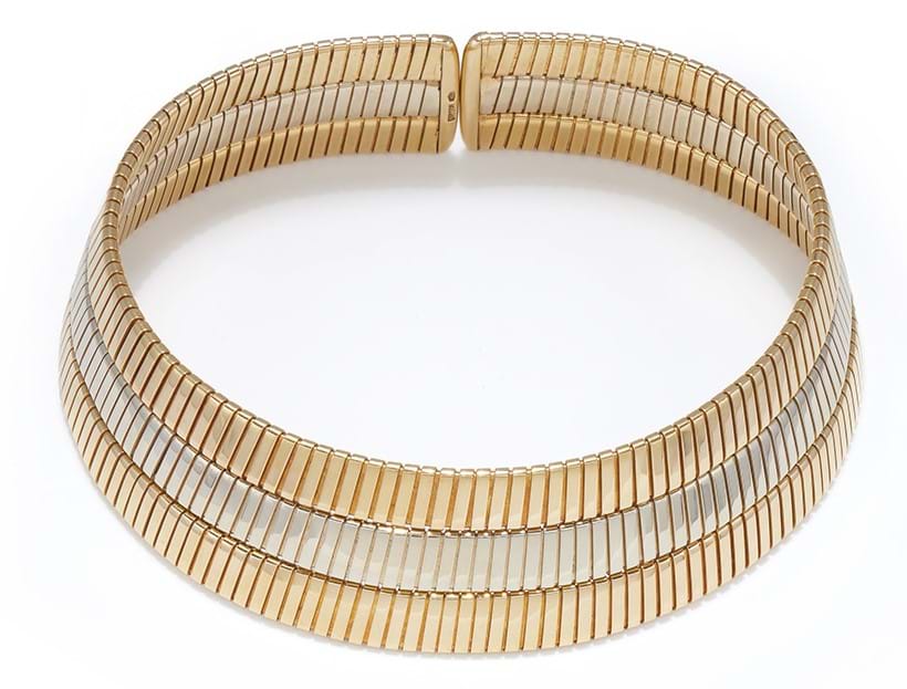 Inline Image - Lot 132: Bulgari, a bicoloured 'Tubogas' collar necklace, circa 1970s | Sold for £37,700