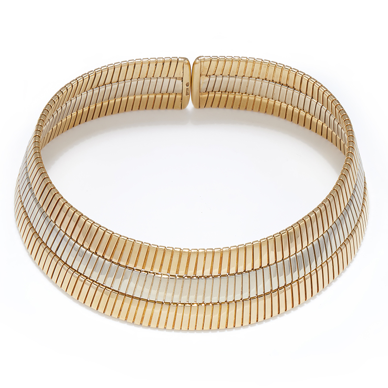 Bulgari, a bicoloured 'Tubogas' collar necklace circa 1970s