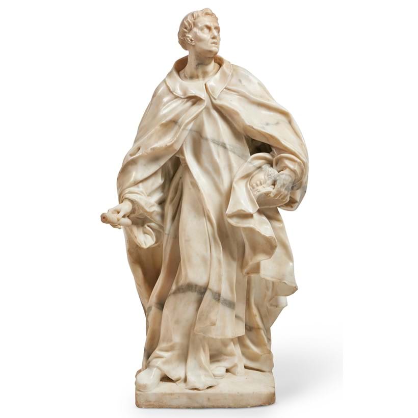 Inline Image - Lot 104: Attributed to Giovacchino Fortini (Settignano 1671-1736 Florence), a marble figure of a standing ecclesiastical figure, Italian, circa 1700 | Est. £4,000-6,000 (+ fees)