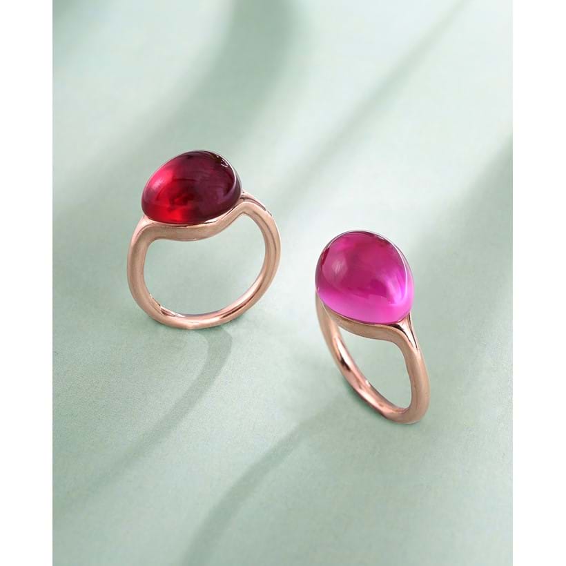 Inline Image - Lot 37: Pomellato, 'Rouge Passion', a synthetic pink sapphire and a synthetic ruby ring | Est. £600-800 (+ fees)
