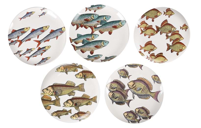 Inline Image - Lot 279: Piero Fornasetti, Pesci (Passage of Fish), a set of five plates, designed 1955 | Est. £800-1,200 (+ fees)