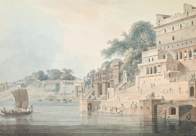 Thomas Daniell (British 1749-1840) and William Daniell (British 1769-1837), Dusasumade Gaut, Bernares, Uttar Pradesh, Watercolour and pencil