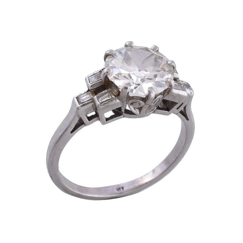 A 1950s single stone diamond ring, the central old European cut diamond weighing 2.06 carats 