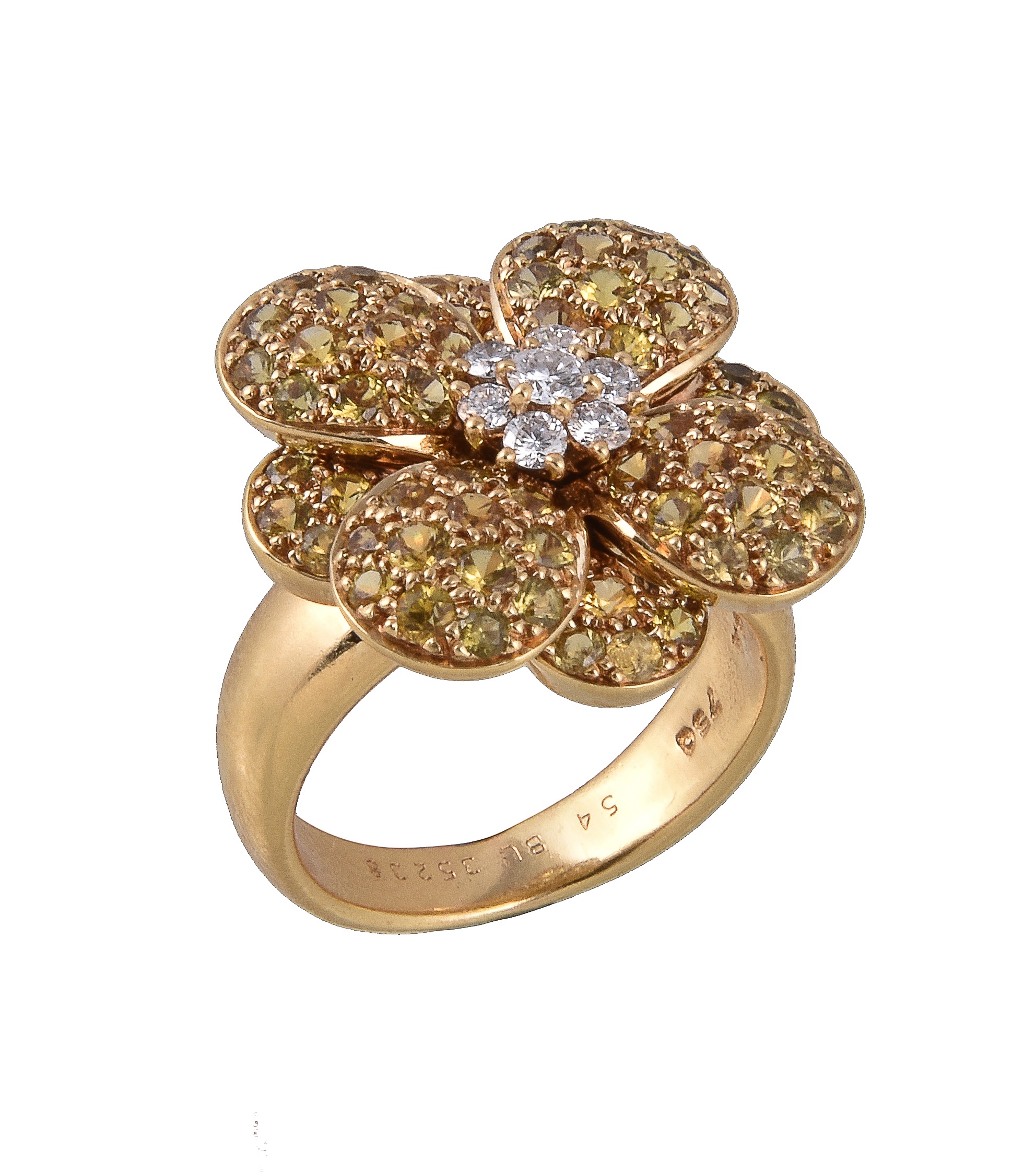 A diamond and yellow sapphire flower ring by Van Cleef & Arpels 