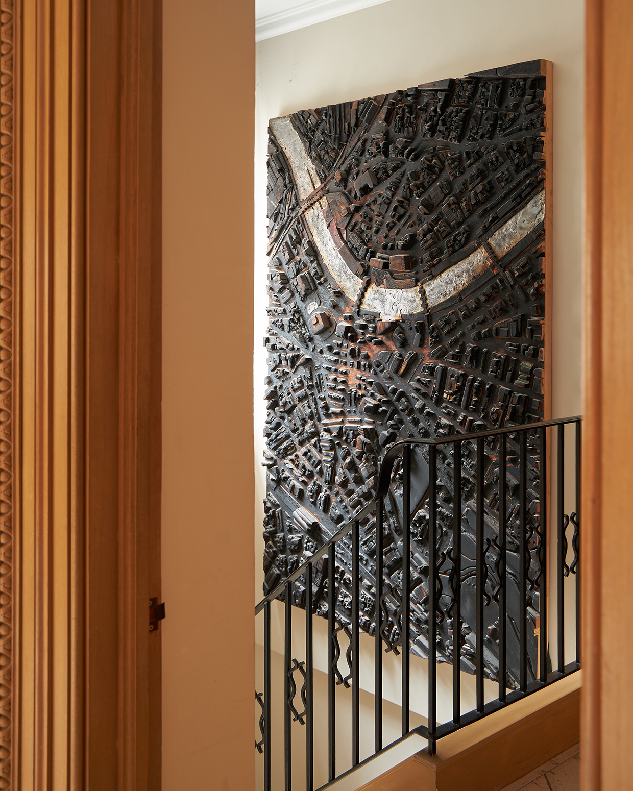 Inline Image - Lot 183: Matthew Day Jackson (American B. 1974), 'Dresden', Burned wood and lead on panel | Est. £20,000-30,000 (+ fees)