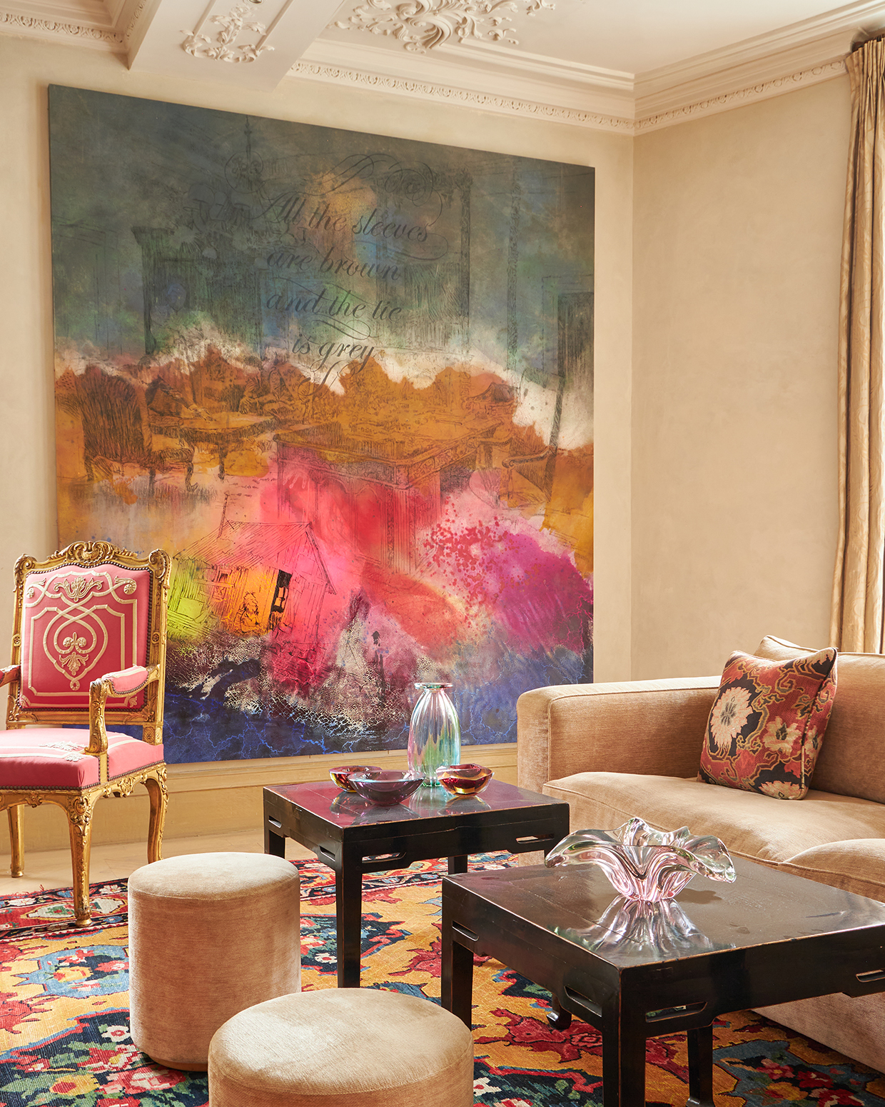 Inline Image - Lot 117: λ Friedrich Kunath (German B. 1974), 'All the sleeves are brown and the tie is grey (California Dreaming), 2011', Charcoal, Indian ink, lacquer and watercolour on canvas | Est. £20,000-40,000 (+ fees)