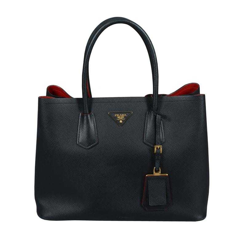 Prada, Double Bag, a black Saffiano leather handbag