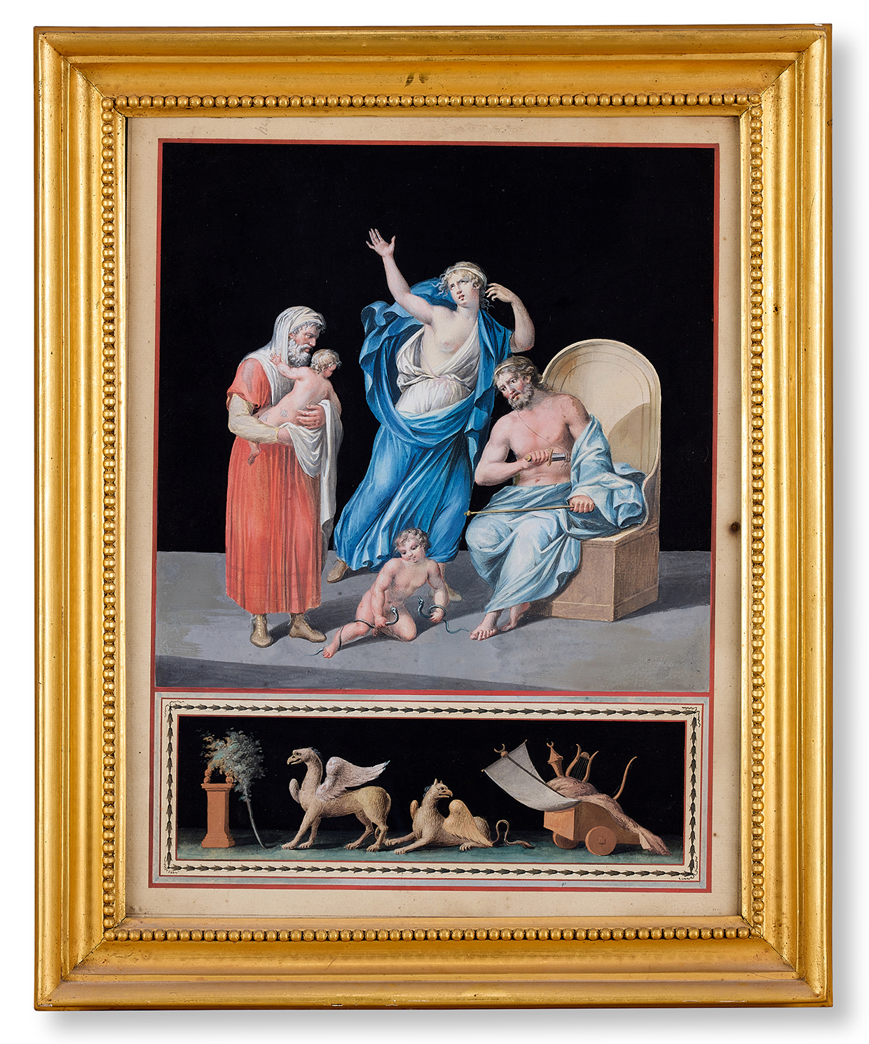Inline Image - Lot 339: Michelangelo Maestri (Italian active circa 1802-1812), 'A set of six allegorical scenes: Amor Vilis, Amor Poeticus, Amor Lentus, Amor Volubilis, Amor Nobili, and Amor Furens', Gouache | Est. £6,000-8,000 (+ fees)